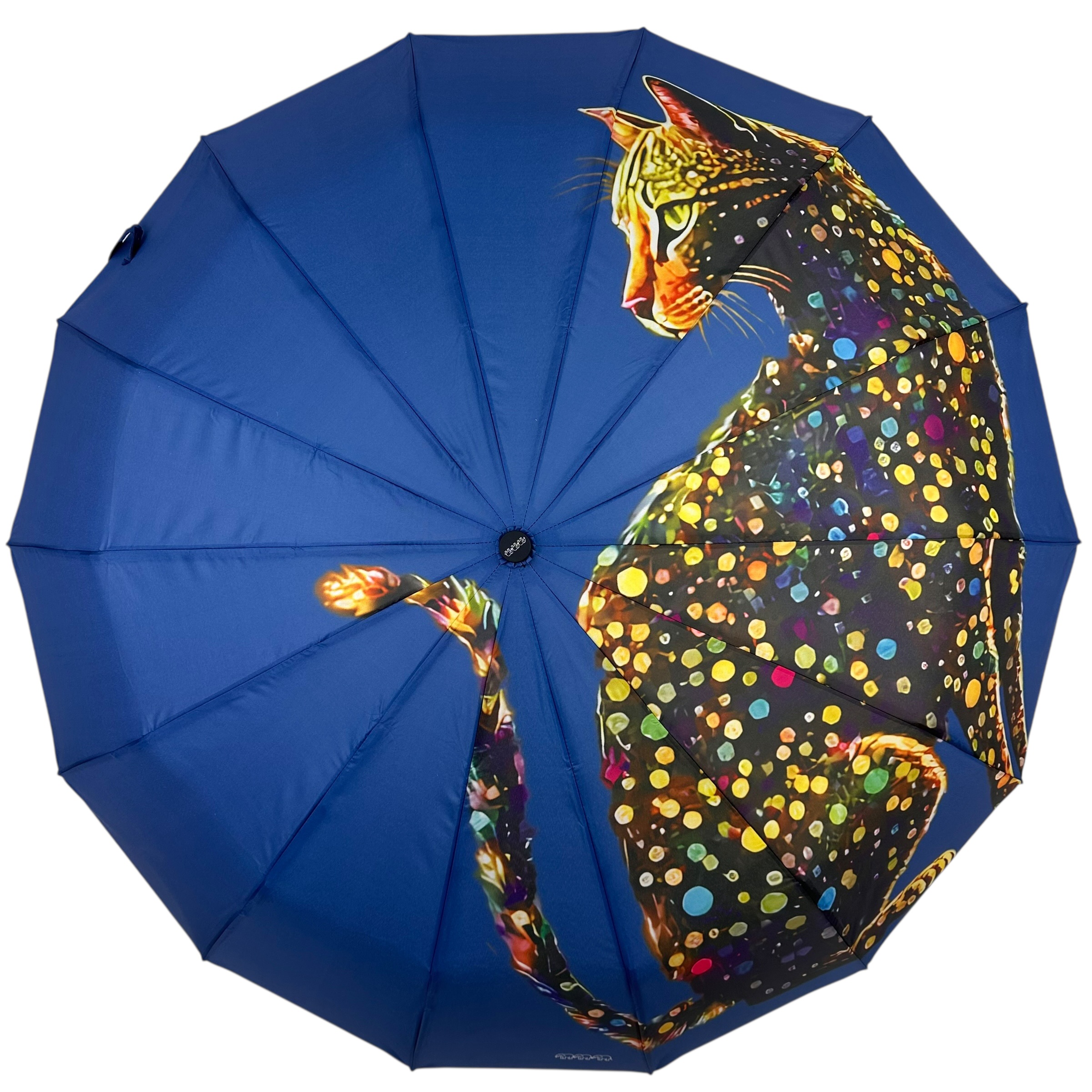 Автоматична парасолька на 14+3+2 сегментних карбонових спиць із зображенням великої кішки