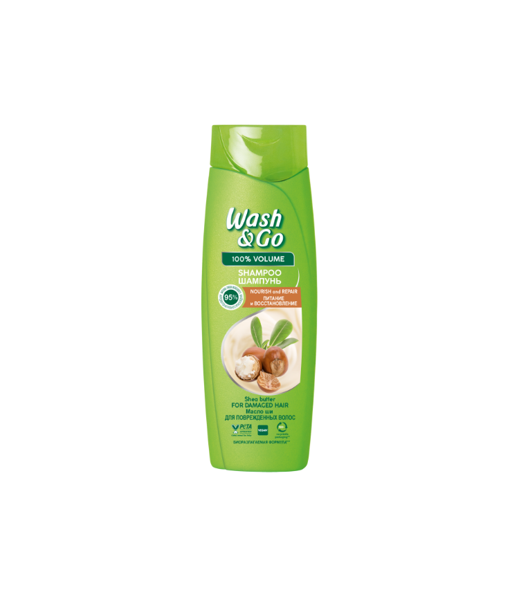 Шампунь з маслом ши  для живлення волосся Wash & Go  400ml.