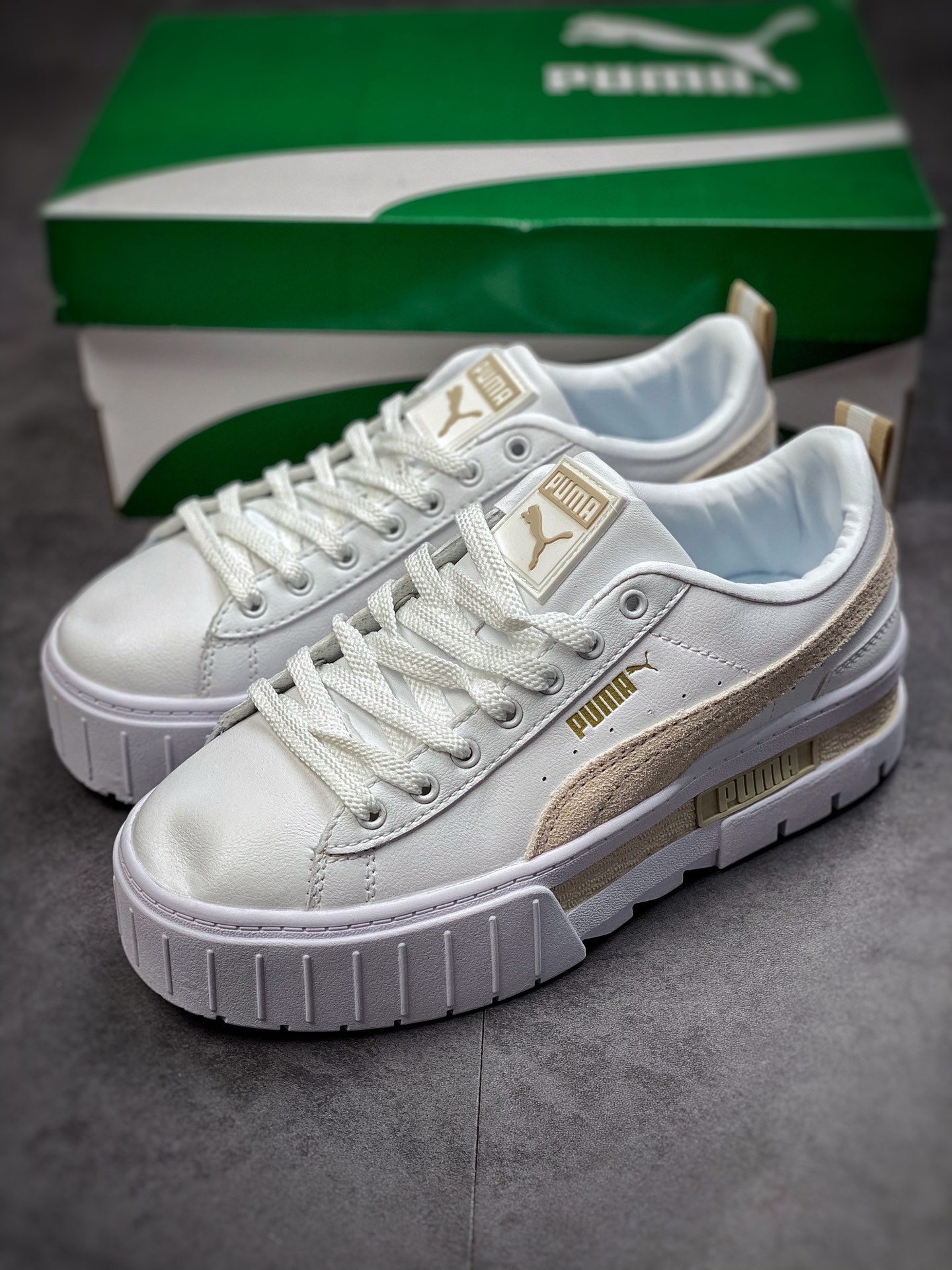 Puma Wmns Mayze Leather”White-Yellow” 81983-03