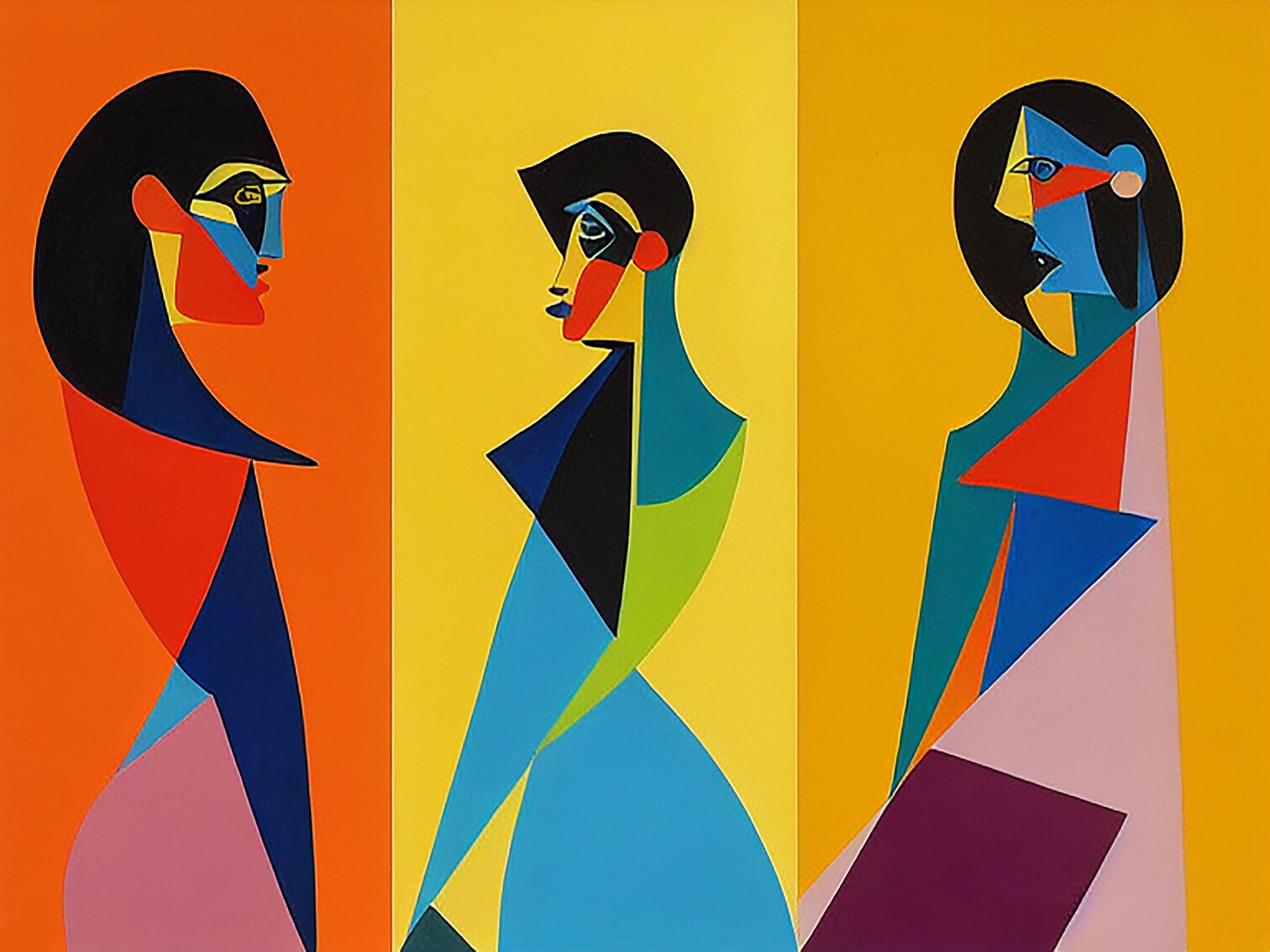 Fashion Week (inspired by Picasso), 60x80 cm, original acrylic painting on canvas