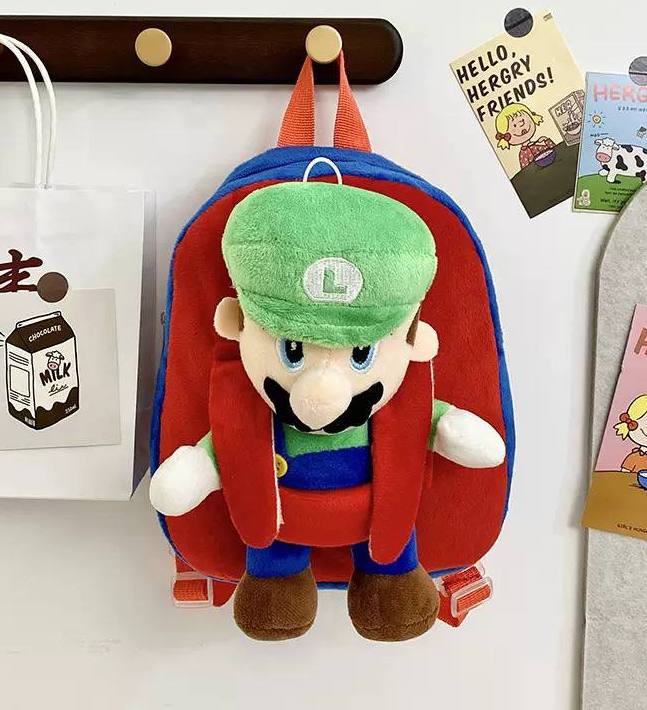 Дитячий рюкзак Super Mario червоний зі знімною іграшкою Луїджі