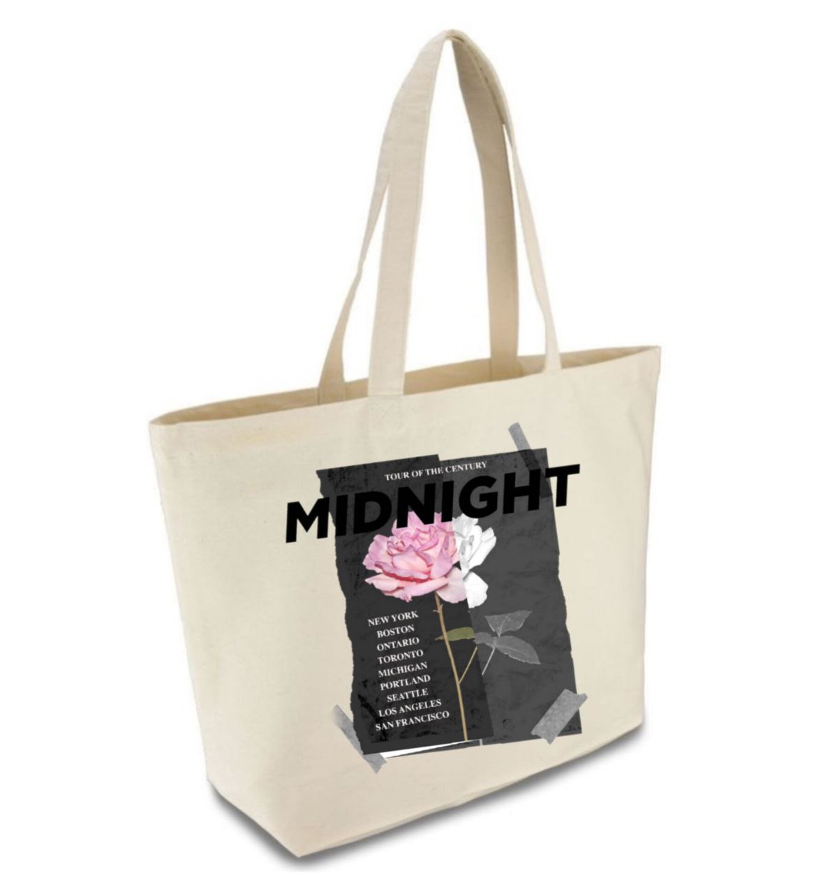 Шопер бежевий (натуральний колір) широкий з принтом "ТРОЯНДА 1"