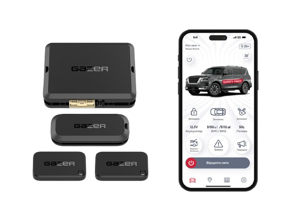 Автосигналізація Gazer S5 Straight (4G LTE + GPS + BT Мітки + Реле)