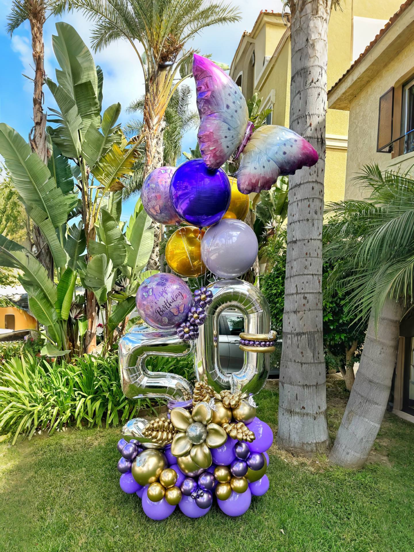 Butterfly Luxe Number Balloon Arrangement + helium bunch