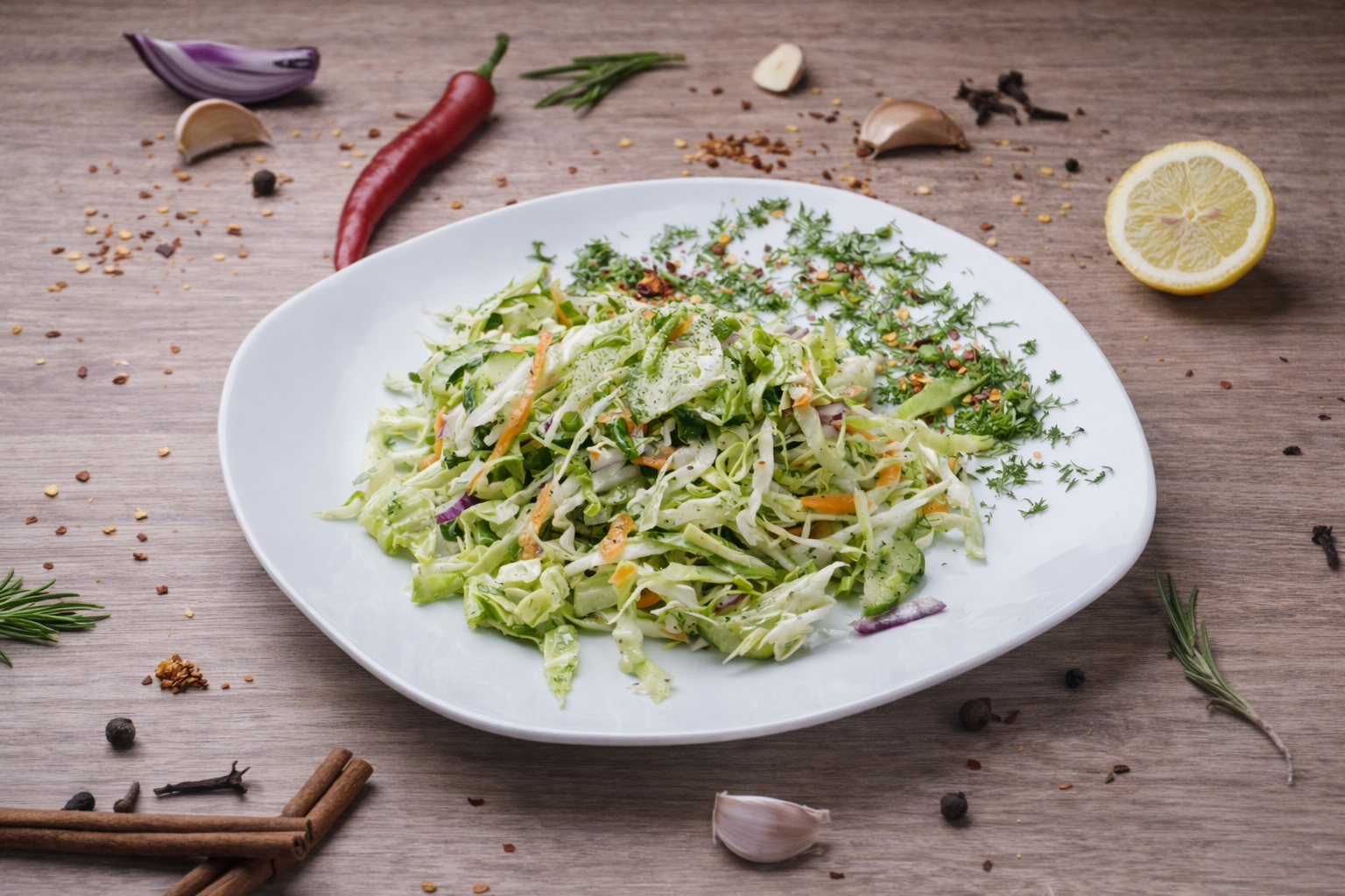 Салат зі свіжої капусти з овочами (500 грам готового продукту)