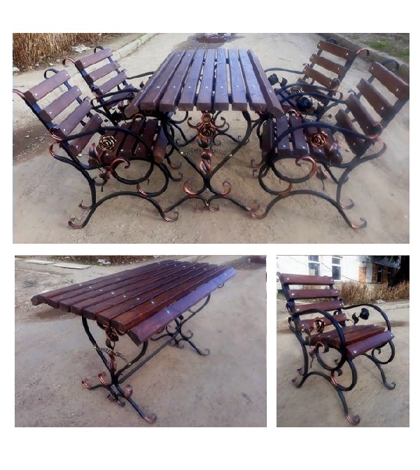 Комплект меблів кований стіл + 4 крісла, комплект меблів для саду кований стіл + 4 крісла