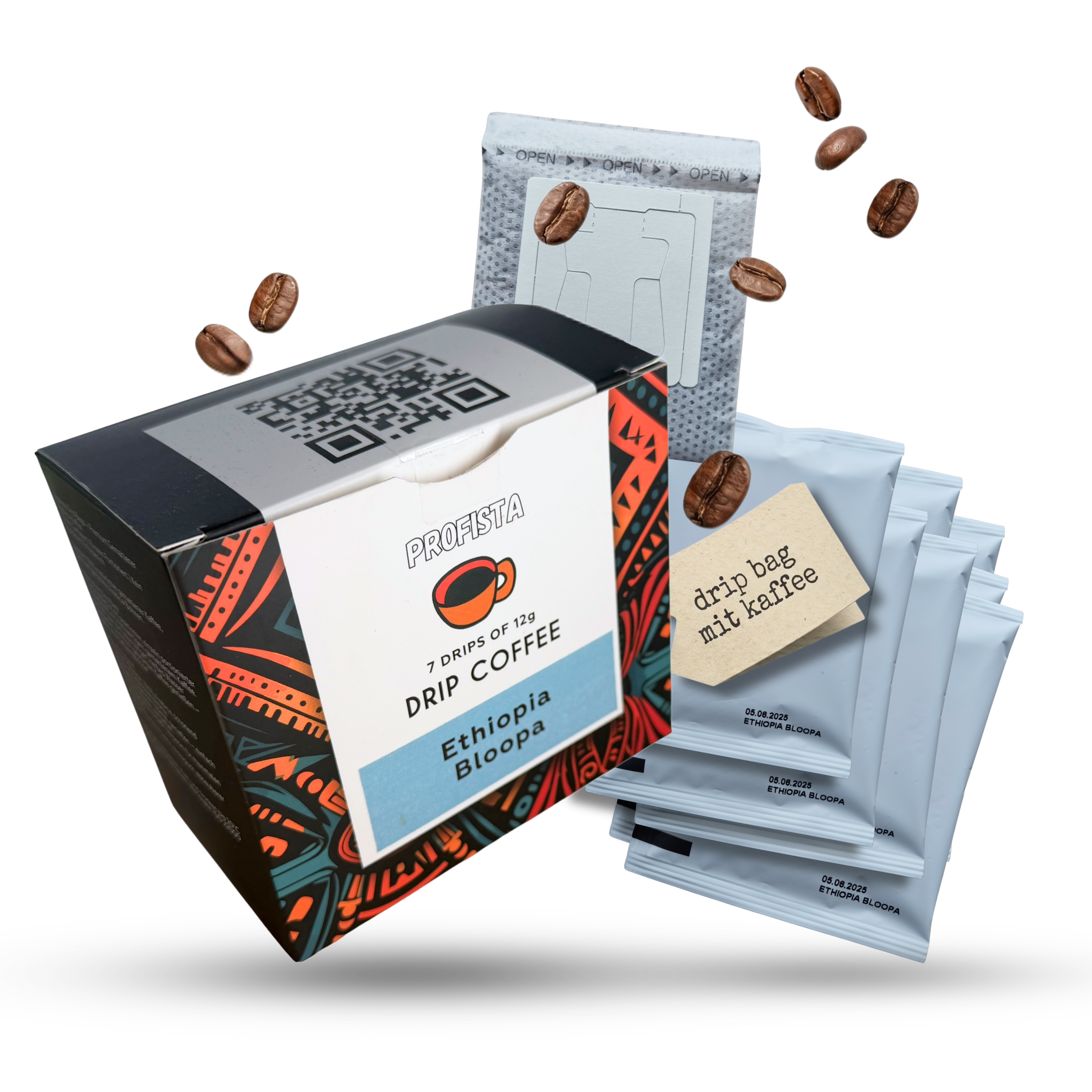 Drip Coffee Ethiopia Bloopa | Premium Gemahlener Arabica-Kaffee | Single Origin Ethiopia 7×12 g