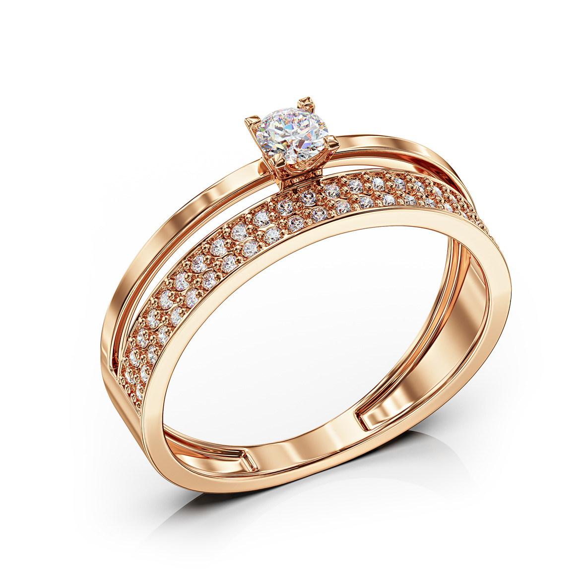 Eleganter Goldring „Funkelnder Moment“ mit Zirkonia – 585er Rotgold