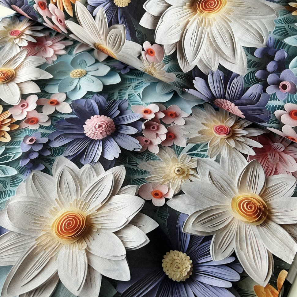 Тканина Поплін - Квіти Орігамі