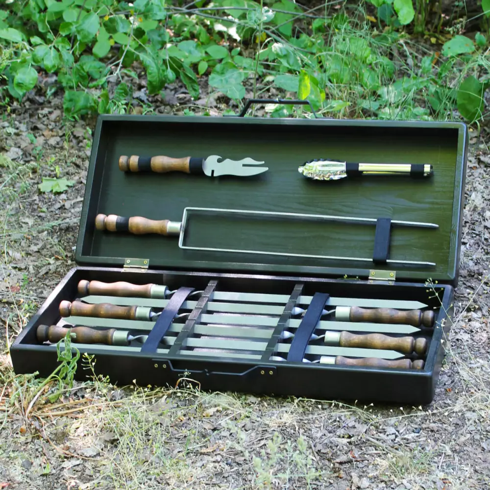 Набір шампурів в дерев'яній коробці ЕКОНОМ