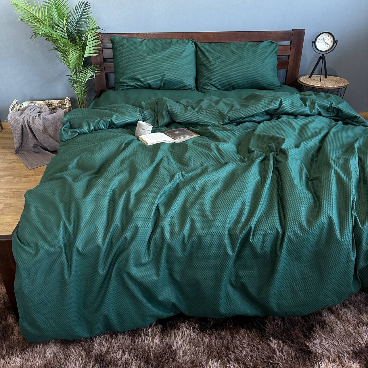 Постільна білизна хрустка Смарагдова з мікросатину жатки