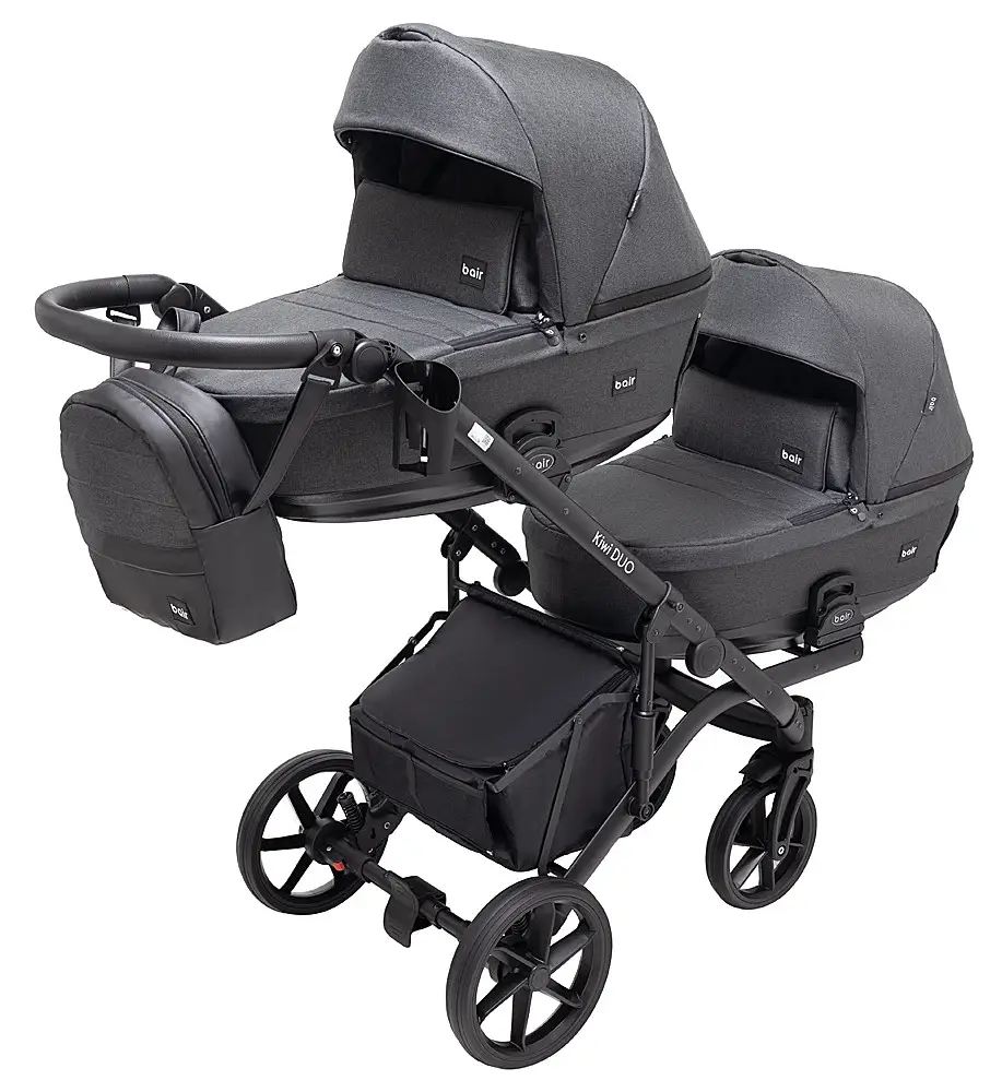 Коляска 2 в 1 для двійні Bair Kiwi DUO Soft BKD-219-1 графіт
