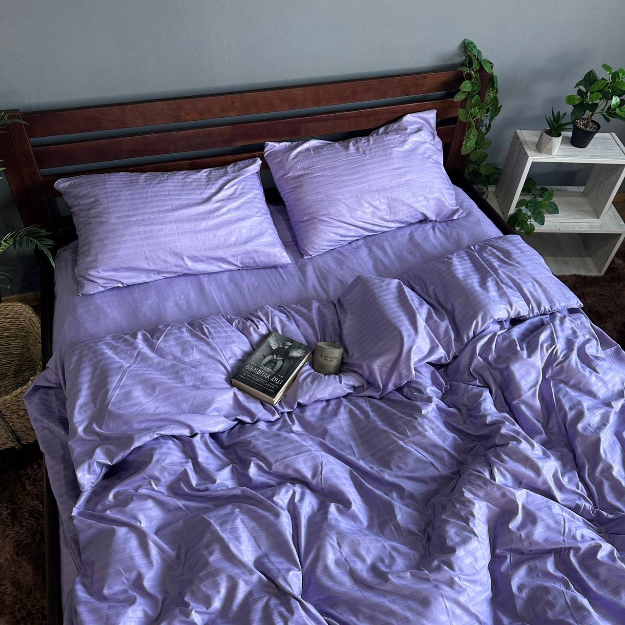 Постільна білизна в смужку Soft Лаванда полісатин