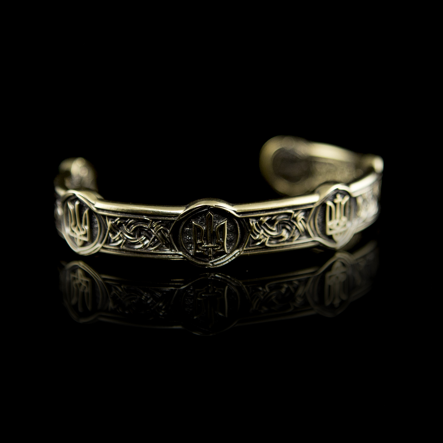 Solid brass ring bracelet "History of Ukrainian tridents"