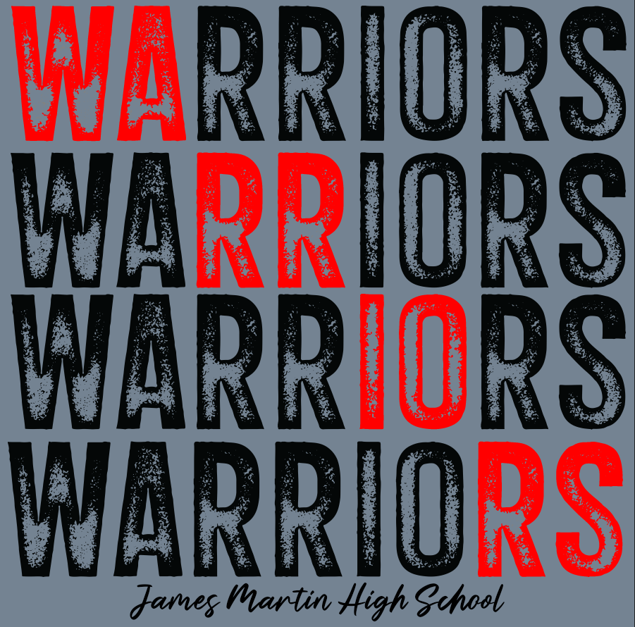Martin Warriors Stacked Font with RED diagonal