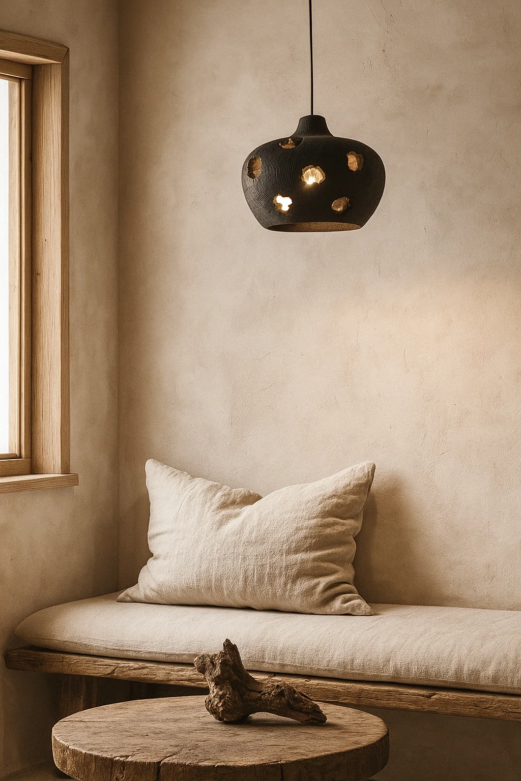 Підвісна  чорна люстра з дуба