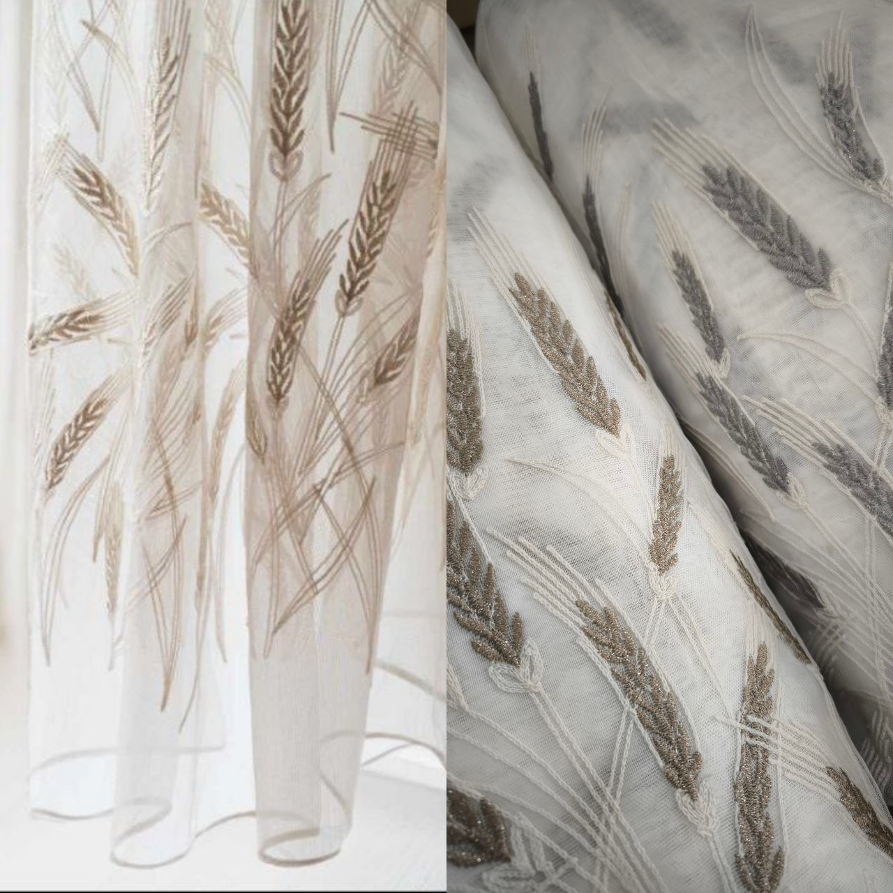 Фіранка з вишивкою Колосок. Ціна за 1мп/пошитого тюлю