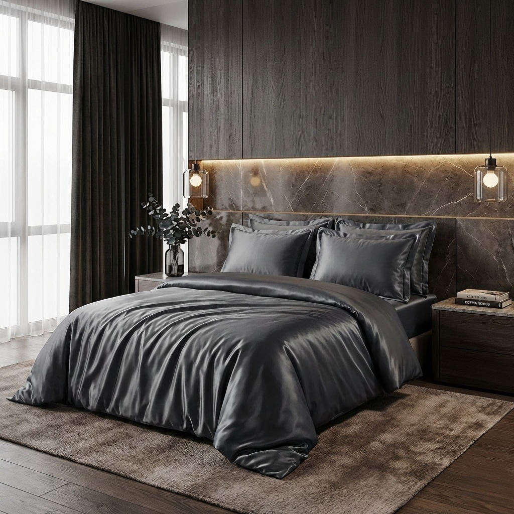 Постільна білизна з сатину, колір Anthracite