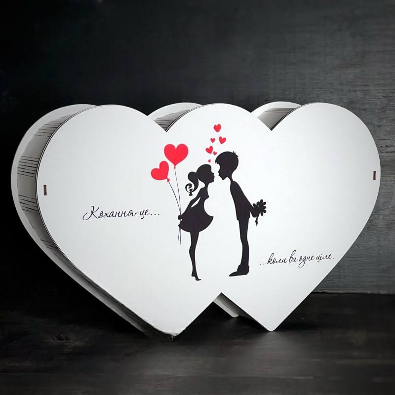 Бокс "Подвійне серце №10" білий 24х40х7см