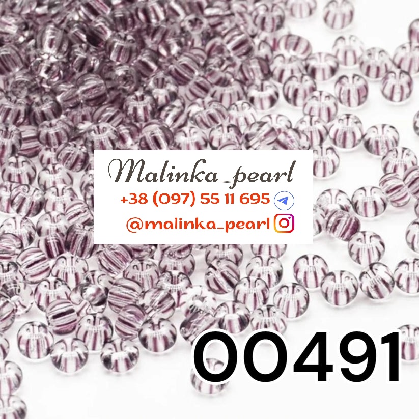 Бісер кришталевий у фіолетову смужку