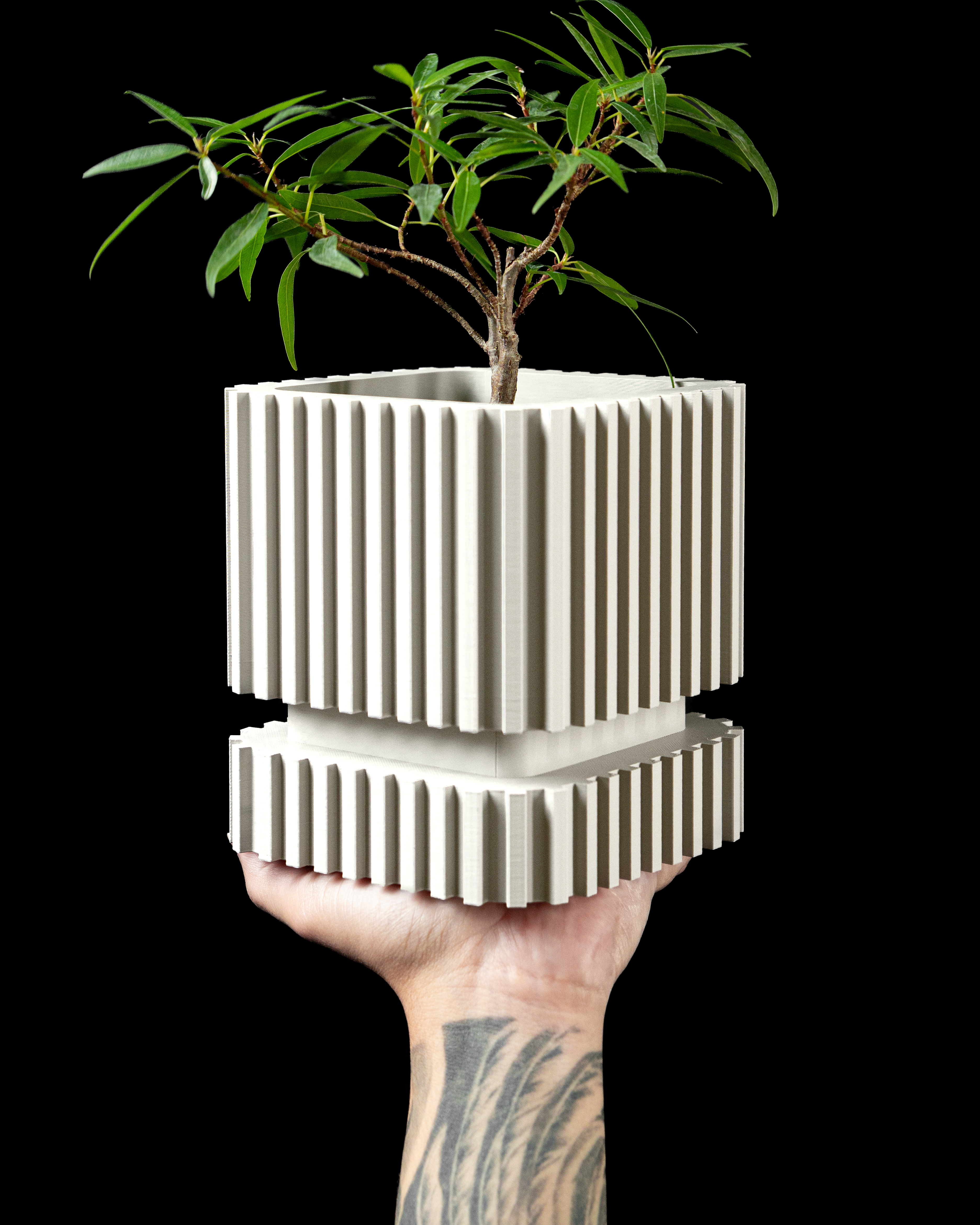 Stripes Planter Pot – Modern 3D Printed Planter