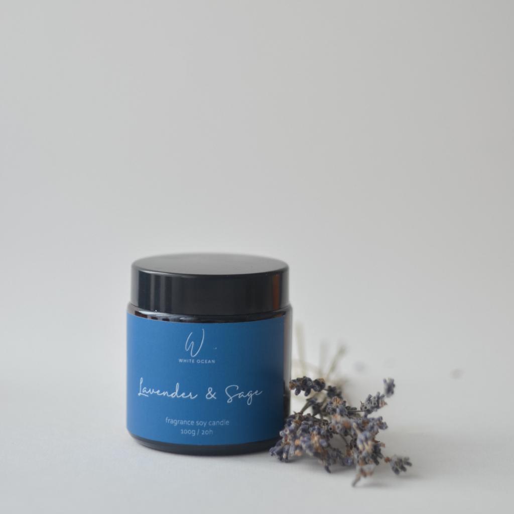 Lavender & Sage (Лаванда та Шавлій) - парфумована свічка ручної роботи
