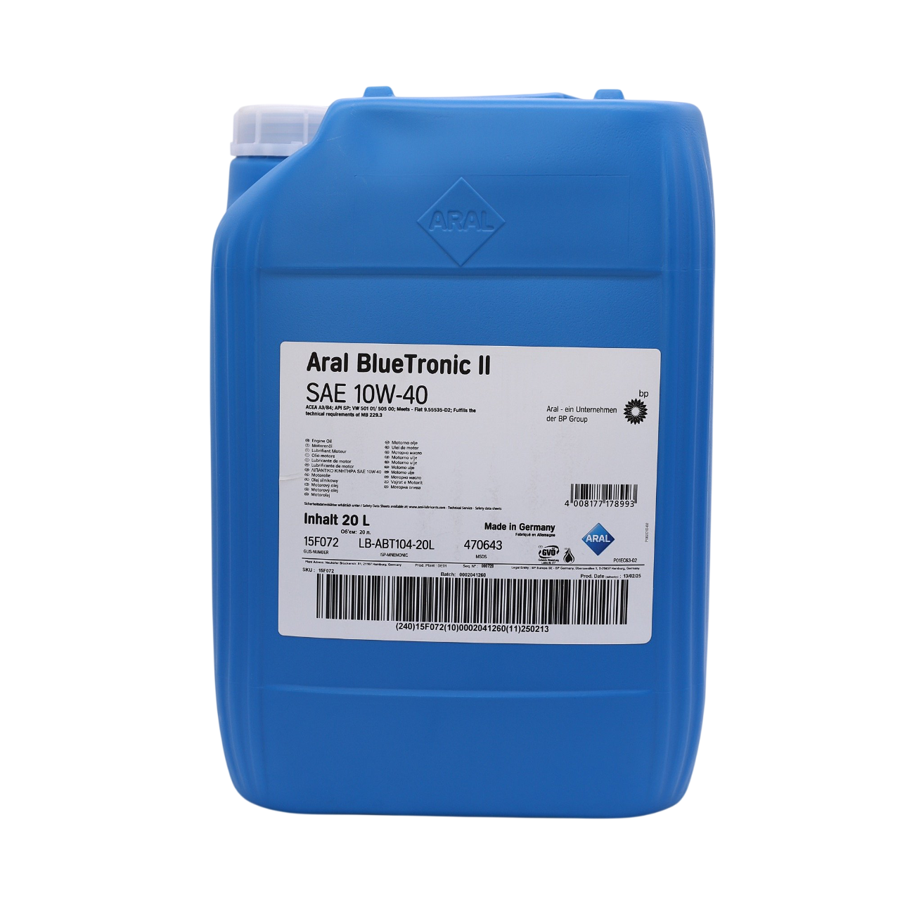 Олива моторна Aral BlueTronic II 10W-40 20L