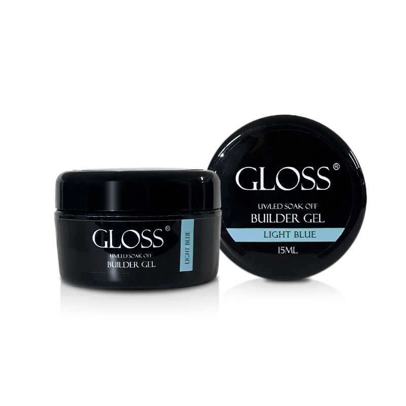 Однофазний гель Builder Gel GLOSS Light blue, 15 мл