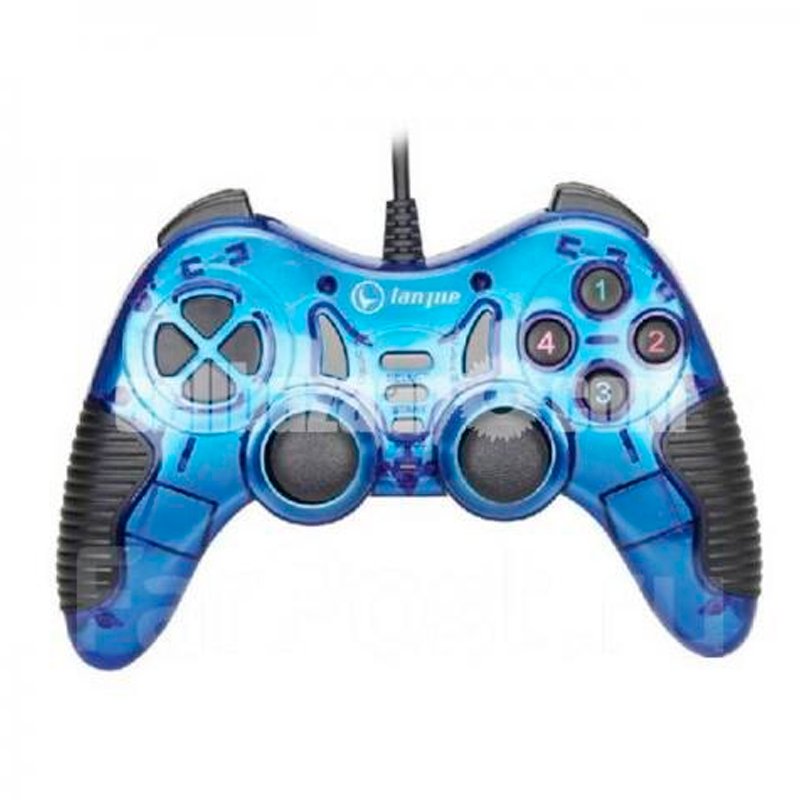 Геймпад дротовий Lanjue Sirius L3000 для ПК DualShock USB 2.0 Transparent Blue