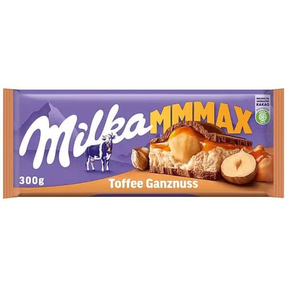 Шоколад MILKA Max Toffee Whole Nuts Ірис Фундук 300 г
