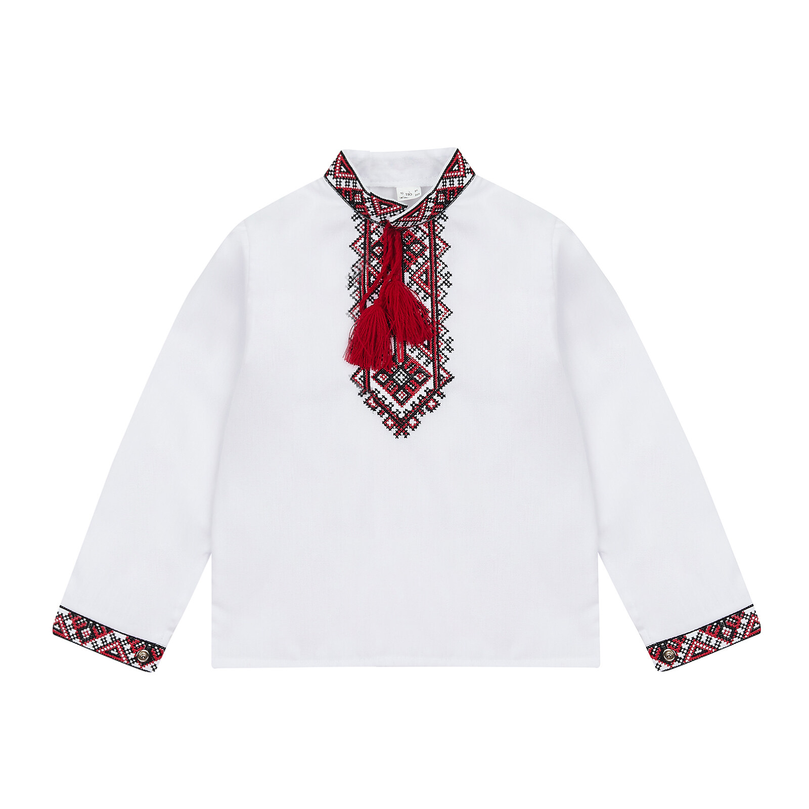 Вишиванка для хлопчика з червоною вишивкою білий льон