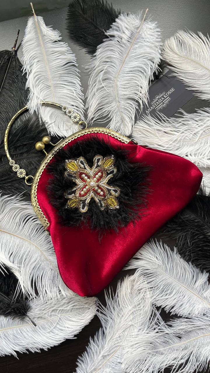 Royal Red Embroidered Clutch “Ruby Small”