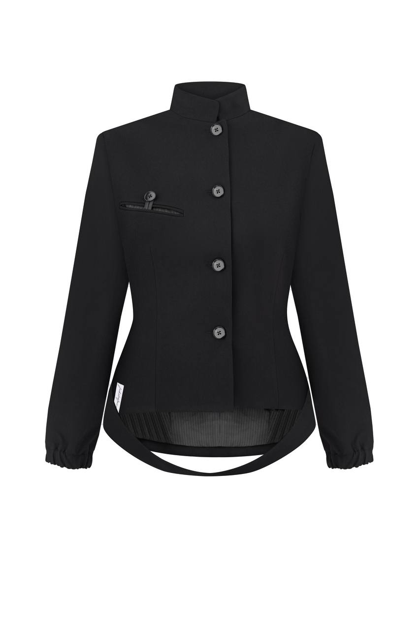 Сropped wool jacket with a slit on the back