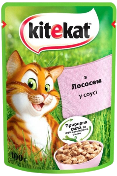 Вологий корм для котів Кітікет (Kitekat) з лососем в соусі, 100 г