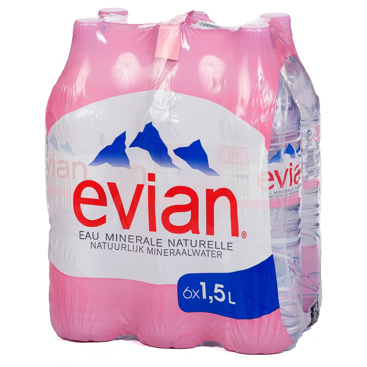 Evian 1.5 l. 6st. 6.00€.