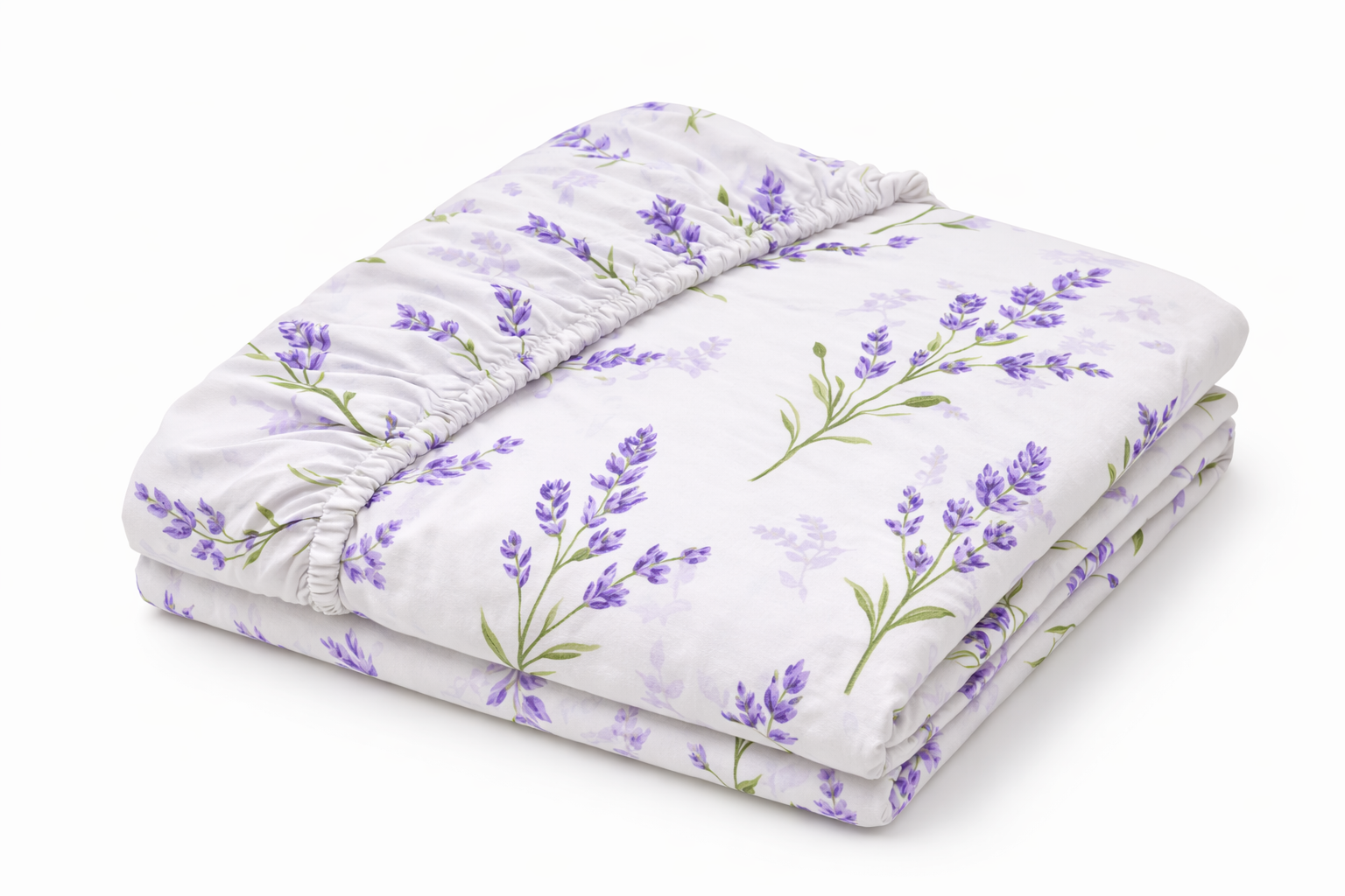 Простирадло на гумці ранфорс принт "Букети лаванди "