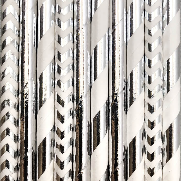 Трубочки фольговані срібний мікс 25шт