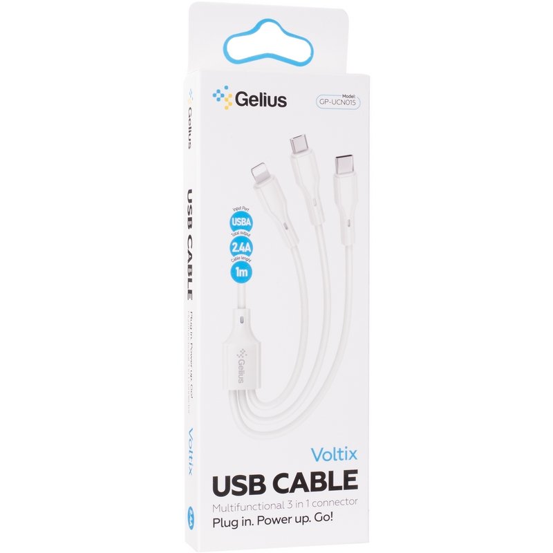 Кабель USB Gelius Voltix GP-UCN015 3-в-1 2.4A White