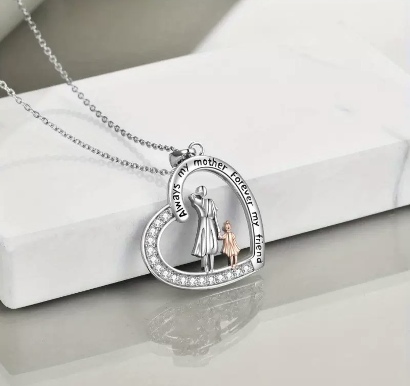 Вишуканий Кулон мама та донька "Завжди моя мати, назавжди мій друг", подарунок для мами, подарунок для донечки