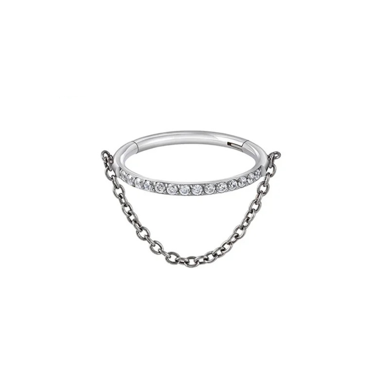Clicker Ring with Crystals and Chain