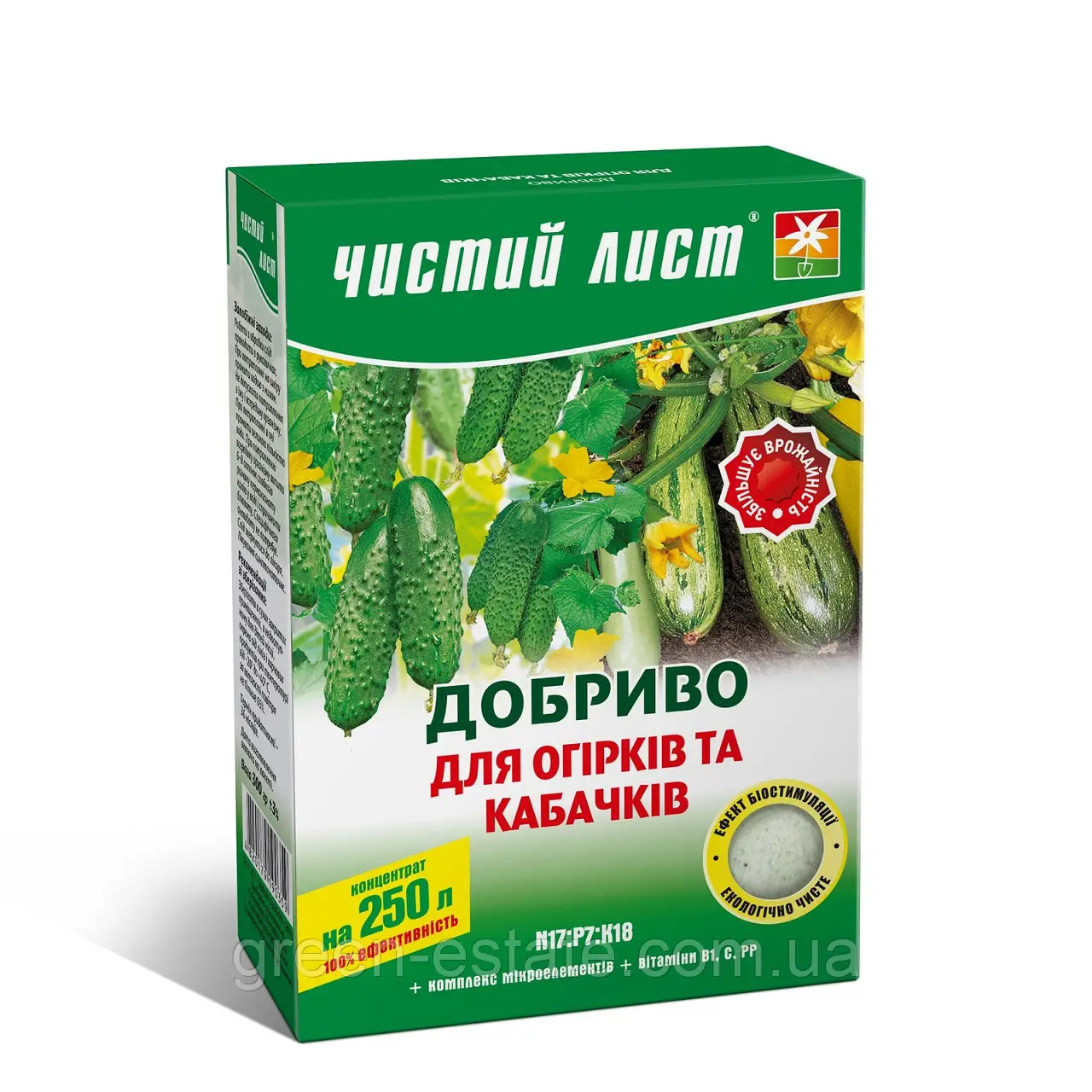 Добриво для огірків і кабачків Чистий лист, 300 г