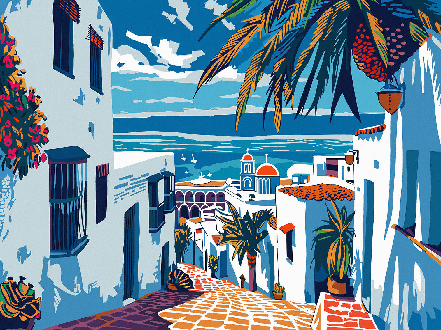 Down to the sea, 60x80 cm, original acrylic painting on canvas