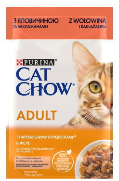 Вологий корм для дорослих котів Пуріна Кет Чау (Purina Cat Chow Adult) з яловичиною та баклажанами, 85 г