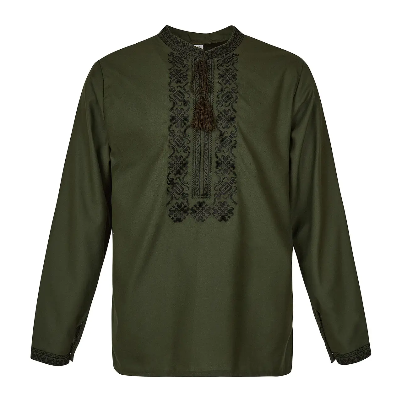 Вишита чоловіча сорочка зелений льон