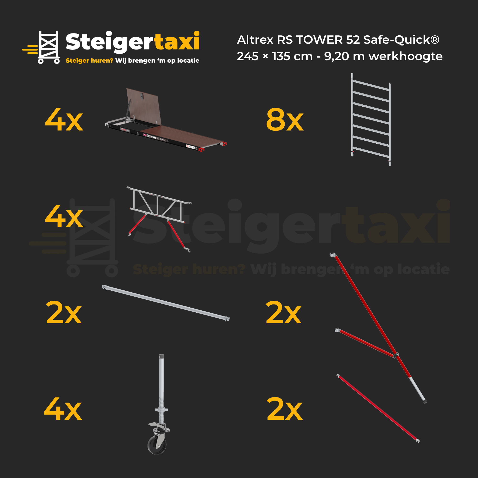 Altrex RS TOWER 52 Safe-Quick® Rolsteiger huren - 245 × 135 cm - 9,20 m werkhoogte