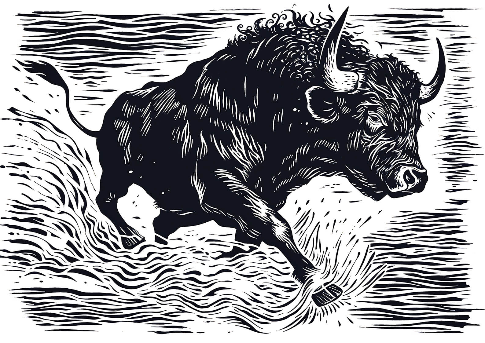 The Bull, 30x42 cm original acrylic painting on paper