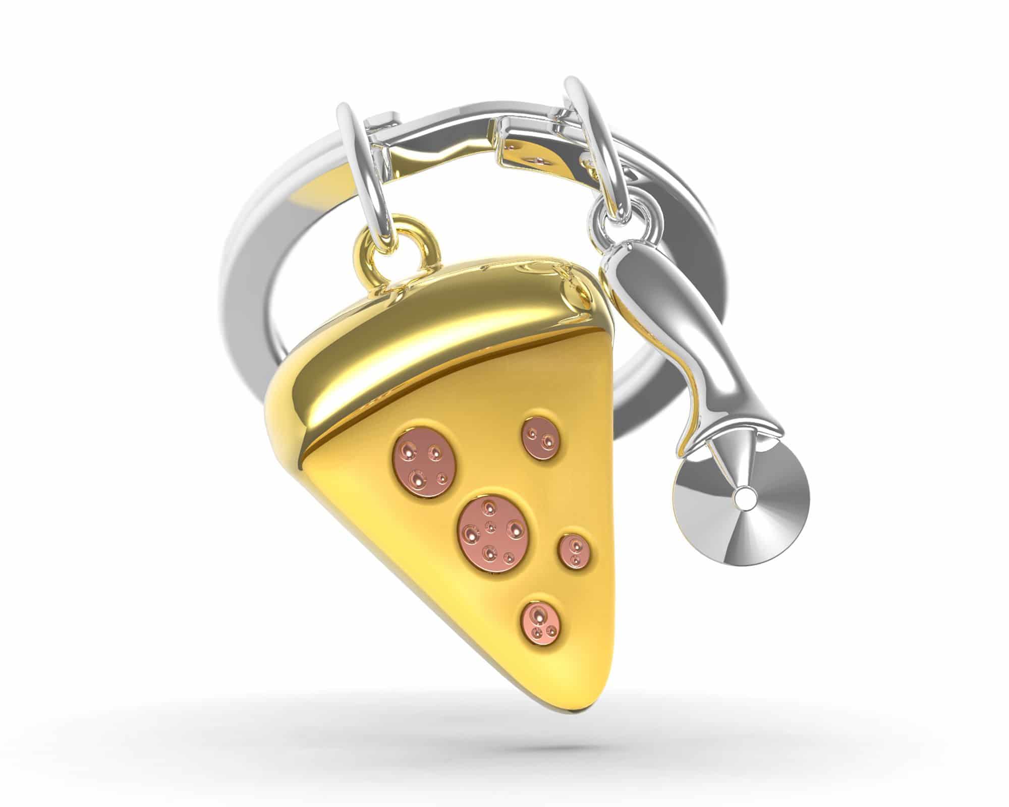 Брелок Metalmorphose Pizza with Pizza Cutter – металевий аксесуар для ключів у кулінарному стилі