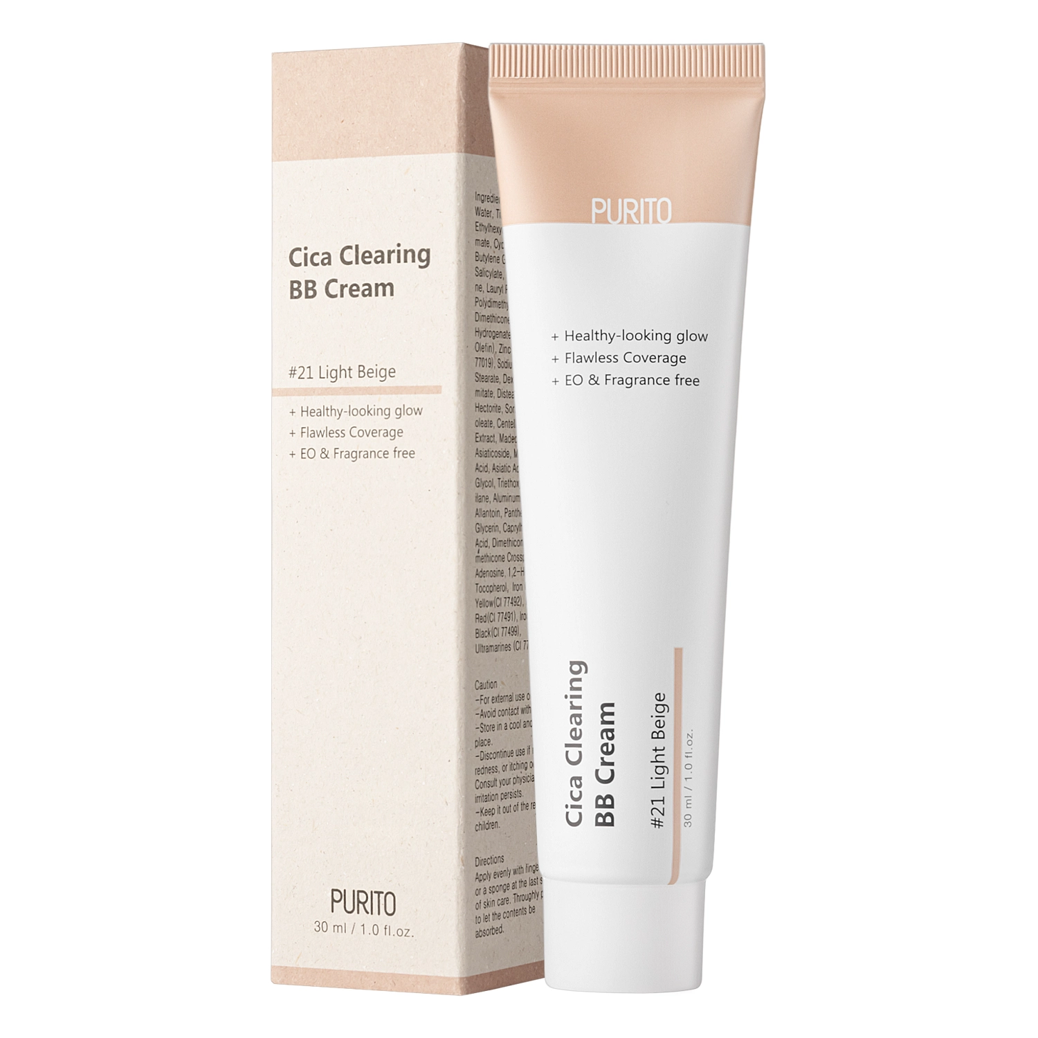 ВВ крем з екстрактом центелли Purito Cica Clearing BB Cream (№21 Light Beige) 30 ml