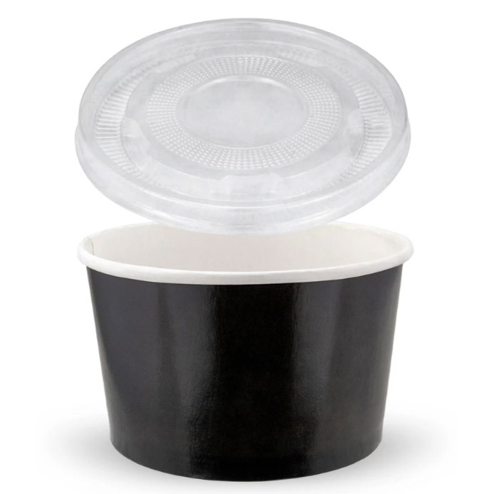 Супник з кришкою паперовий чорний 470 мл, упаковка 50 шт
