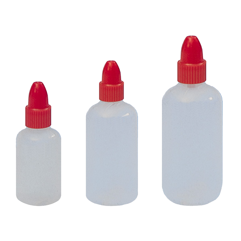 Flacon pissette en plastique avec bouchon rouge